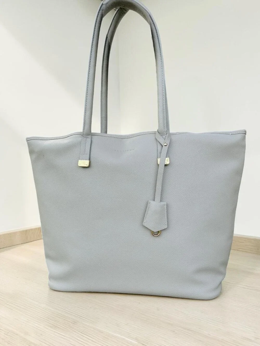 Platinum Gray Leather Laptop Tote Professional & Elegant Gray